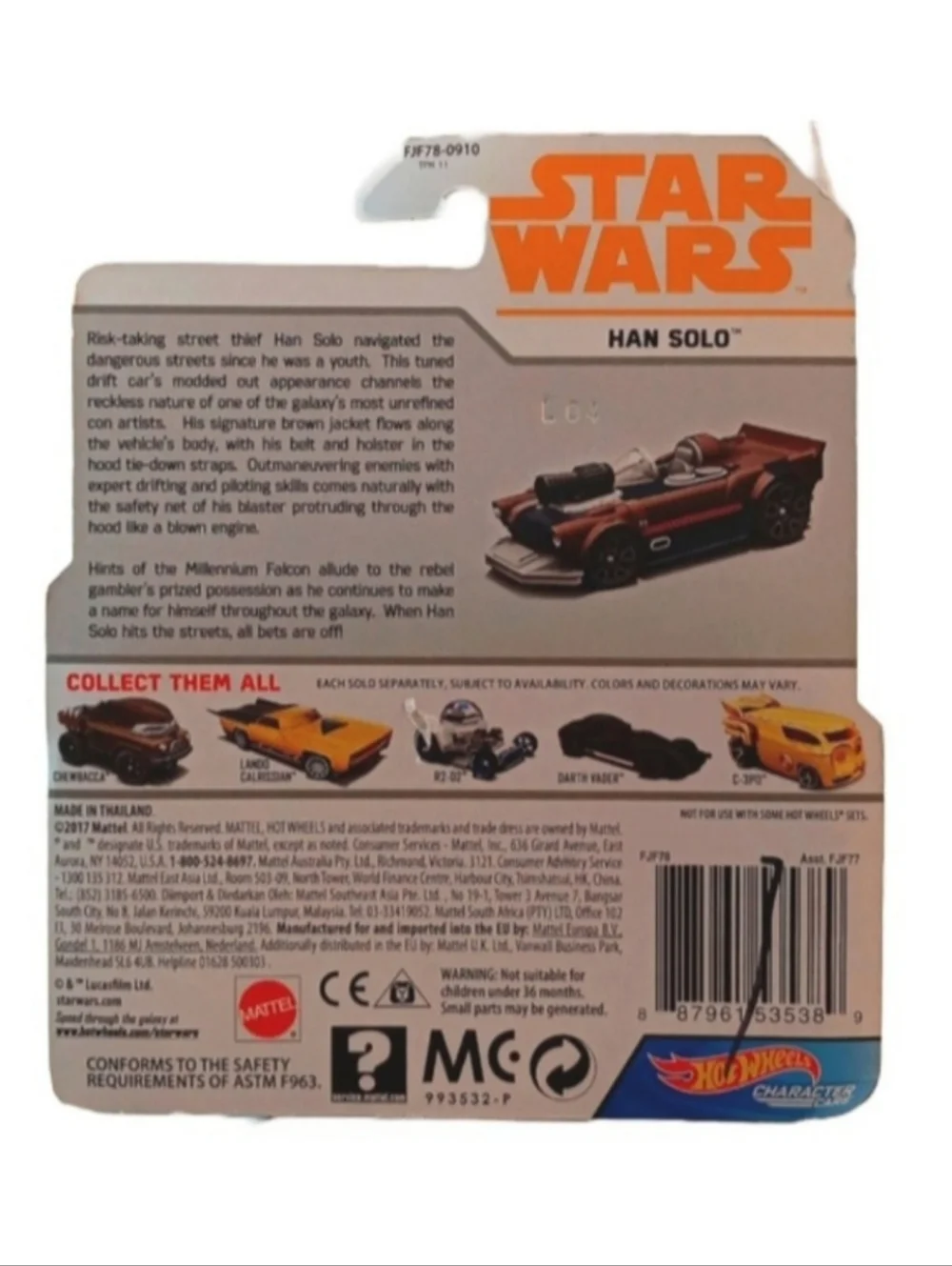 Star Wars Die-Cast Han Salo Hot Wheels Character Car | Unopened